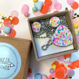 Jewellery Gift Set - Clip On Earrings and Love heart Necklace