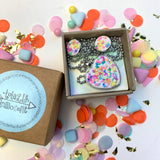 Jewellery Gift Set - Clip On Earrings and Love heart Necklace