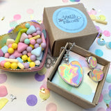 Jewellery Gift Set - Clip On Earrings and Love heart Necklace