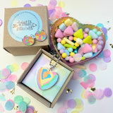 Jewellery Gift Set - Clip On Earrings and Love heart Necklace