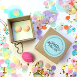 Jewellery Gift Set - Macaron Stud Earrings and Gemstone Necklace