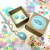 Jewellery Gift Set - Macaron Stud Earrings and Gemstone Necklace