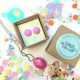 Jewellery Gift Set - Macaron Stud Earrings and Gemstone Necklace