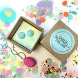 Jewellery Gift Set - Macaron Stud Earrings and Gemstone Necklace