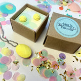 Jewellery Gift Set - Macaron Stud Earrings and Gemstone Necklace
