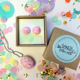 Jewellery Gift Set - Macaron Stud Earrings and Gemstone Necklace