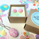 Jewellery Gift Set - Macaron Stud Earrings and Gemstone Necklace
