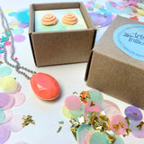 Jewellery Gift Set - Macaron Stud Earrings and Gemstone Necklace