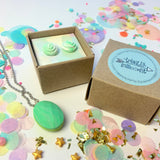 Jewellery Gift Set - Macaron Stud Earrings and Gemstone Necklace