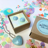 Jewellery Gift Set - Macaron Stud Earrings and Love Heart Gemstone Necklace