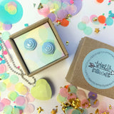 Jewellery Gift Set - Macaron Stud Earrings and Love Heart Gemstone Necklace