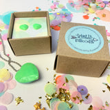 Jewellery Gift Set - Gem Stud Earrings and Love Heart Gemstone Necklace