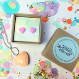 Jewellery Gift Set - Gem Stud Earrings and Love Heart Gemstone Necklace