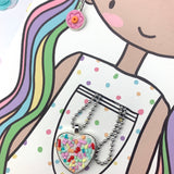 Jewellery Gift Set - HEART NECKLACE & FLOWER DANGLES SET