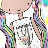 Jewellery Gift Set - HEART NECKLACE & FLOWER DANGLES SET