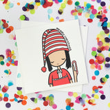 Christmas Card- Girl & Candy Cane