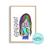 Digital Download Illustration Print - Being Happy