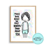 Digital Download Illustration Print - Make Your Heart Boy