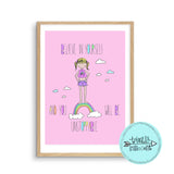 Digital Download Illustration Print - Believe In Yourself Rainbow