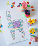 Christmas Card-Llama Rainbow