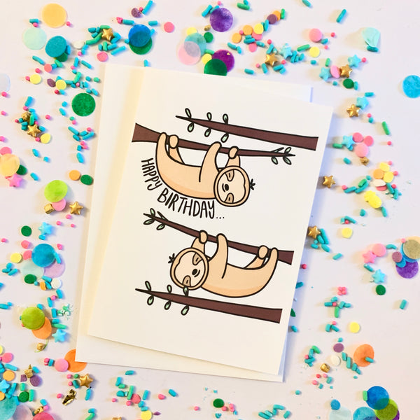 (W) Happy Birthday - Sloth Card