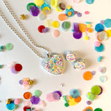 Jewellery Gift Set - Clip On Earrings and Love heart Necklace