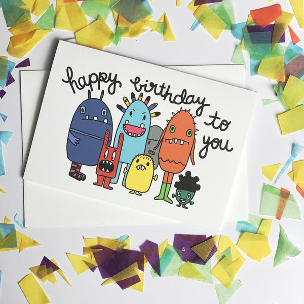 (W) Happy Birthday Monsters Card