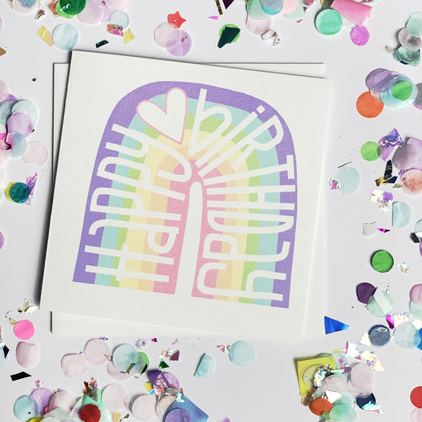 (W) Happy Birthday Pastel Rainbow  Card
