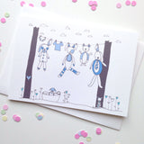 Baby Clothesline Card- Pink/Blue/Yellow