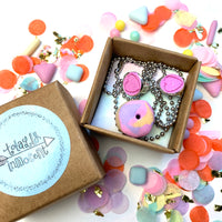 Jewellery Gift Set - Clip On Earrings and Donut Necklace