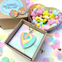 Jewellery Gift Set - Clip On Earrings and Love heart Necklace