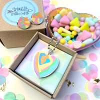 Jewellery Gift Set - Clip On Earrings and Love heart Necklace