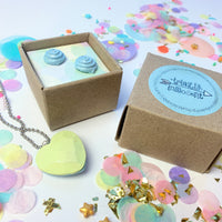 Jewellery Gift Set - Macaron Stud Earrings and Love Heart Gemstone Necklace