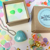 Jewellery Gift Set - Gem Stud Earrings and Love Heart Gemstone Necklace