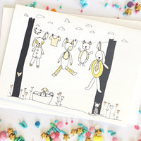 Baby Clothesline Card- Pink/Blue/Yellow