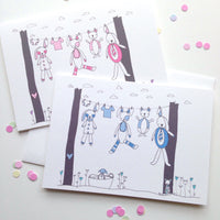 Baby Clothesline Card- Pink/Blue/Yellow